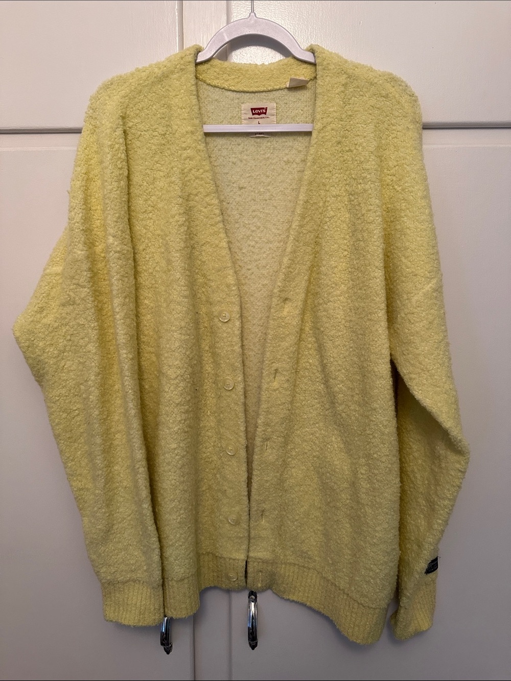 EUC Levi's Women's Pale Yellow Bouclé Cardigan